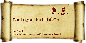 Maninger Emilián névjegykártya